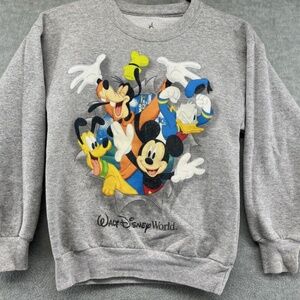 Walt Disney World Crewneck Sweater Gray Mickey Graphic